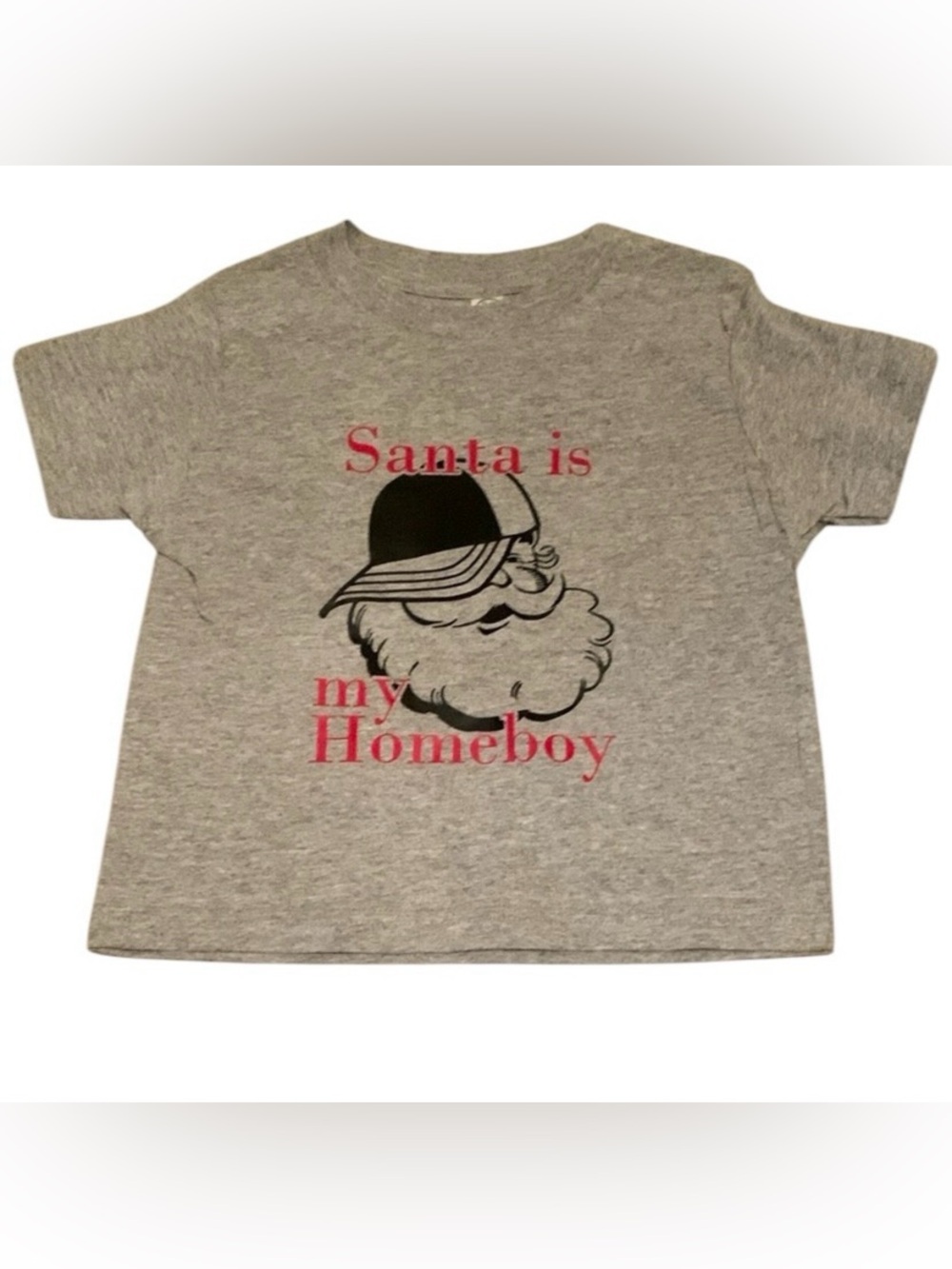 Santa Is My Homeboy Heathered Gray T-Shirt Size 3 Cotton Blend